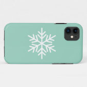 Modern White Nordic Snowflake On Light Green Case-Mate iPhoneケース (裏面(横))