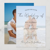 Modern White Overlay Photo Minimalist Elegant 招待状 (正面/裏面)