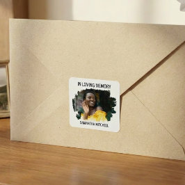 Modern White Photo Funeral スクエアシール