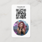 Modern White Photo QR Code Social Media Influencer 名刺 (裏面)