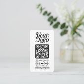 Modern White QR Code Social Media Icons Logo Photo 名刺 (スタンド正面)
