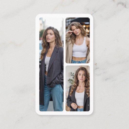 Modern White QR Code Social Media Icons Logo Photo 名刺 (裏面)