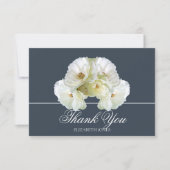 Modern White Roses Bridal Shower Thank You Card サンキューカード (正面)