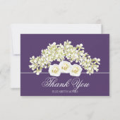 Modern White Roses Bridal Shower Thank You Card サンキューカード (正面)