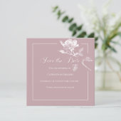 Modern White Roses Dusty Pink Floral Wedding セーブザデート (スタンド正面)