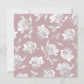 Modern White Roses Dusty Pink Floral Wedding セーブザデート (裏面)