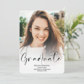 Modern white script 2 photos graduation 案内状 (スタンド正面)