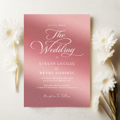Modern White Script Typography Rose Gold Wedding 招待状