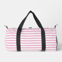 Modern White Small Duffel Bag with Light Pink Line