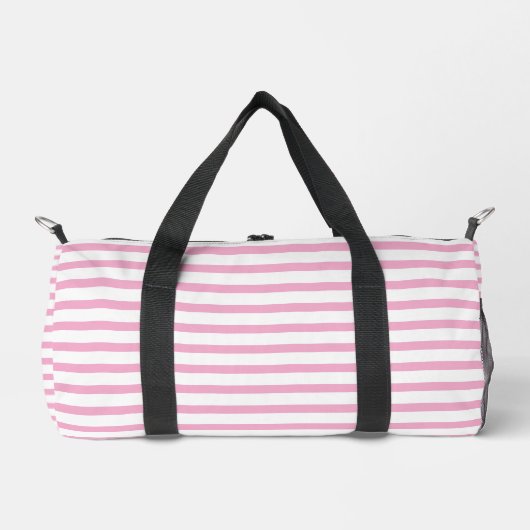 Modern White Small Duffel Bag with Light Pink Line ダッフルバッグ (正面)