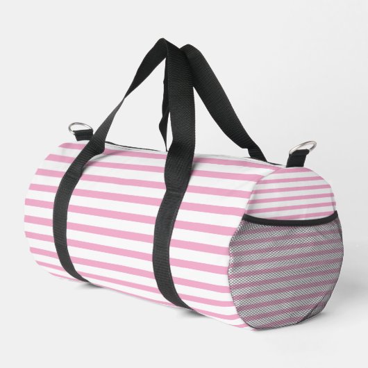 Modern White Small Duffel Bag with Light Pink Line ダッフルバッグ (右コーナー)