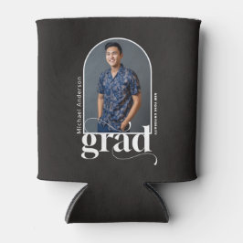 Modern White Typography Arch Photo Grad Party 缶クーラー