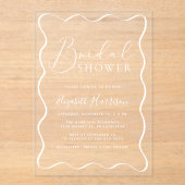 Modern White Wavy Frame Bridal Shower アクリル招待状 (正面)