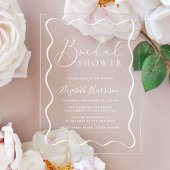 Modern White Wavy Frame Bridal Shower アクリル招待状