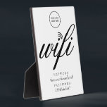 Modern Wifi Network and Password Your Logo Sign フォトプラーク<br><div class="desc">Add your logo to this cool script wifi sign that can be personalized with your network and password details. Perfect for hotels, office and companies, rental homes, guest rooms and any location where you need to share your internet network password. Designed by Thisisnotme©</div>