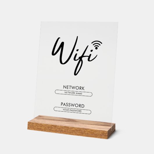 Modern Wifi Password Network  アクリルサイン (傾斜)