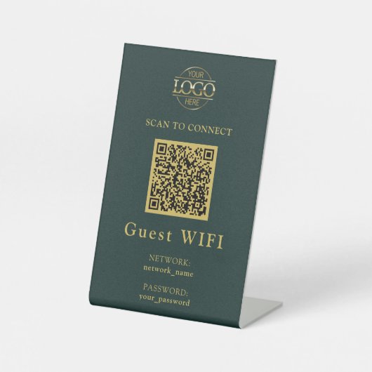 Modern Wifi Password &  Network | Business QR Code 台座サイン (正面)