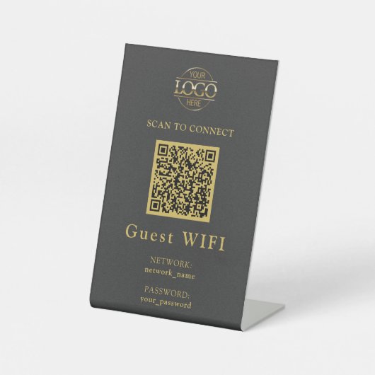 Modern Wifi Password & Network | Business QR Code 台座サイン (正面)