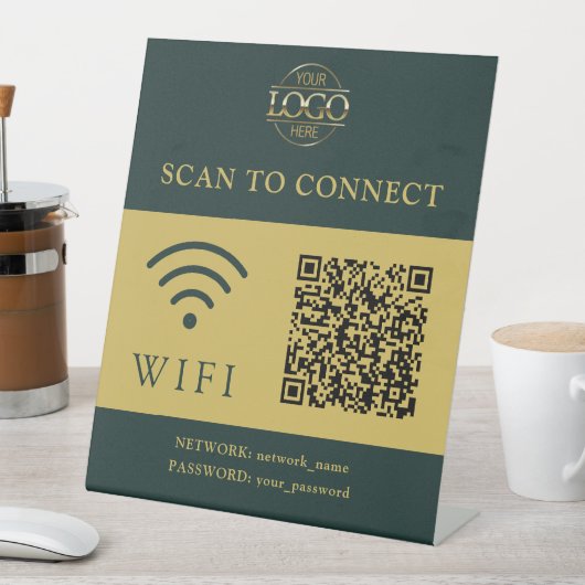 Modern Wifi Password & Network | QR Code Logo 台座サイン (インサイチュ)