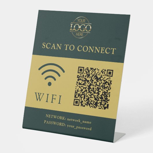Modern Wifi Password & Network | QR Code Logo 台座サイン (正面)