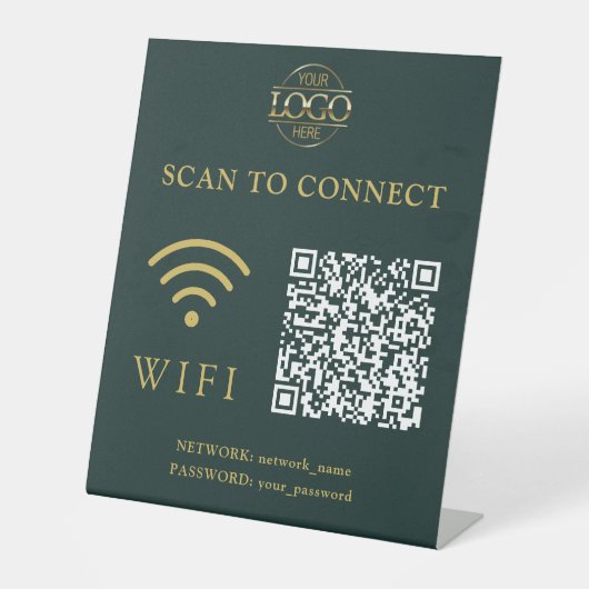 Modern Wifi Password & Network | QR Code Logo 台座サイン (正面)