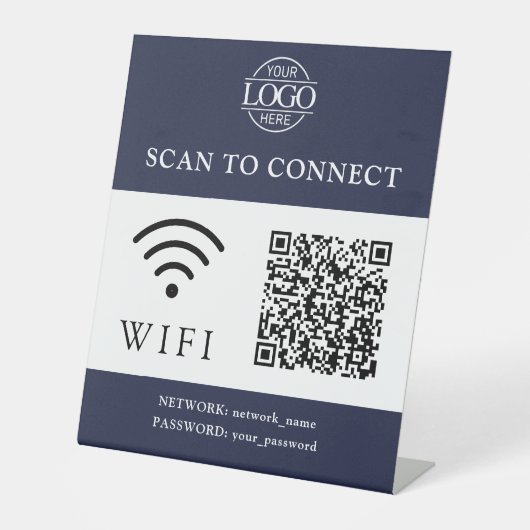 Modern Wifi Password & Network | QR Code Logo 台座サイン (正面)