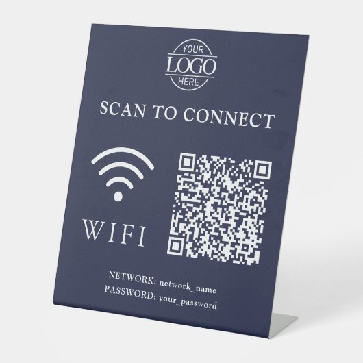 Modern Wifi Password & Network | QR Code Logo 台座サイン (正面)