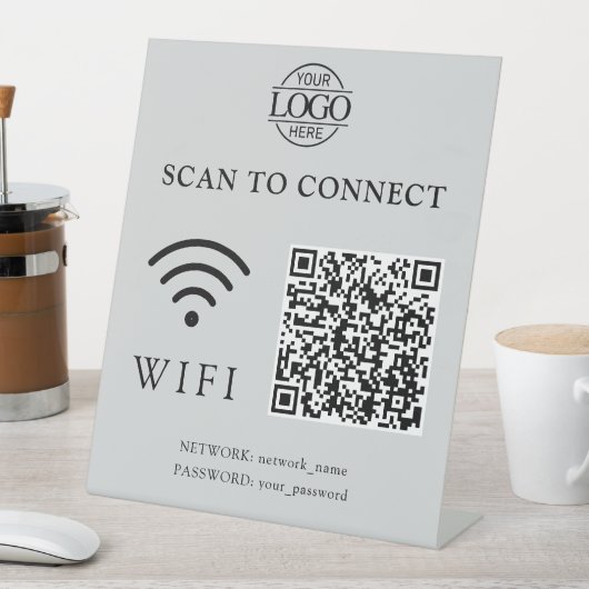 Modern Wifi Password & Network | QR Code Logo 台座サイン (インサイチュ)