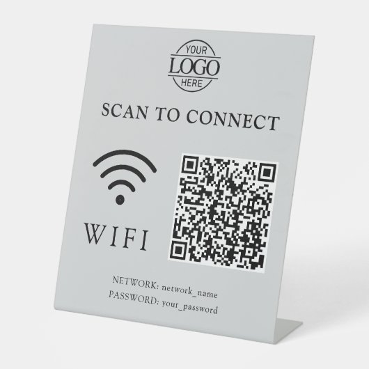 Modern Wifi Password & Network | QR Code Logo 台座サイン (正面)