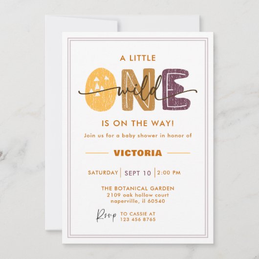 Modern Wild One Baby Shower Photo 招待状 (正面)