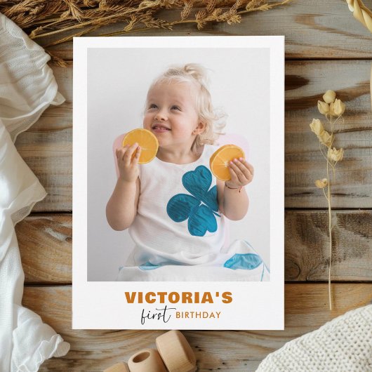 Modern Wild One First Birthday Custom photo  招待状