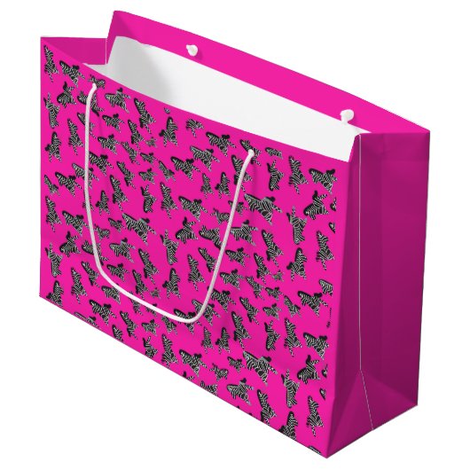 Modern wild pink zebra ラージペーパーバッグ (正面アングル)