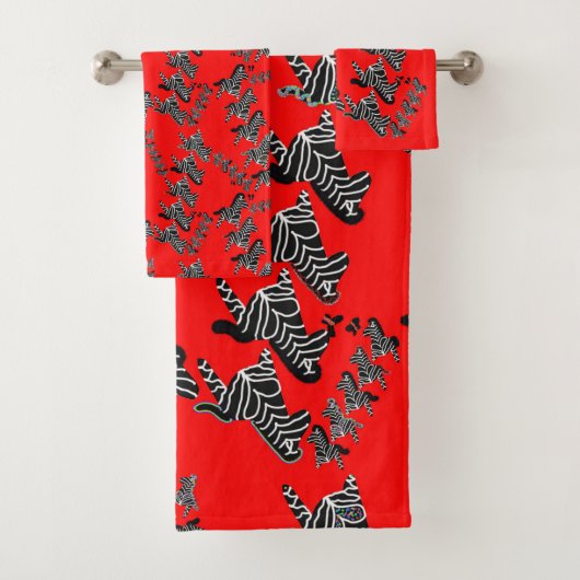 Modern wild red zebra バスタオルセット (インサイチュ)