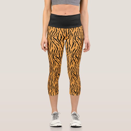 Modern Wild Tiger Pattern Leggings カプリレギンス (正面)