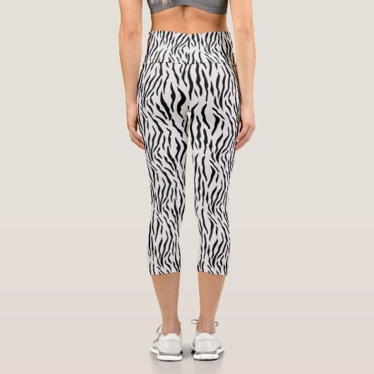 Modern Wild White Tiger Pattern Leggings カプリレギンス (裏面)