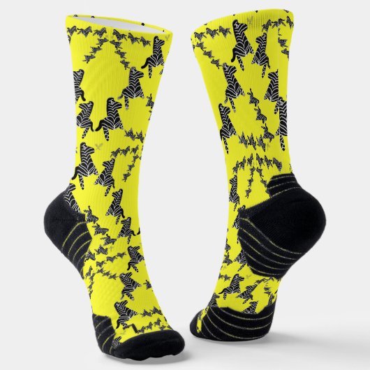 Modern wild yellow zebra ソックス (傾斜あり)