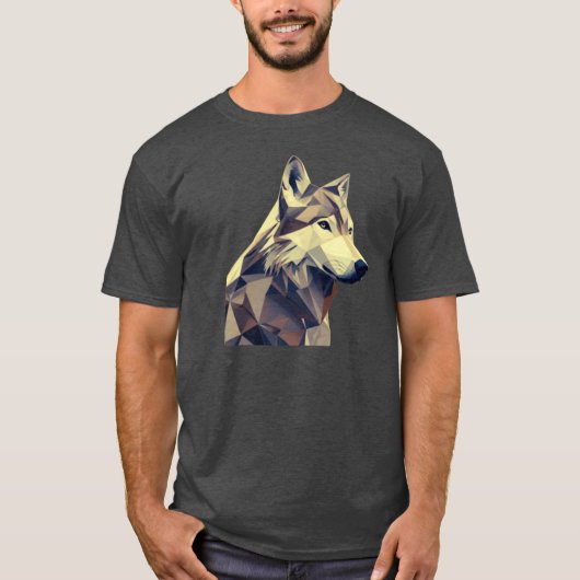 Modern Wilderness: Abstract Geometric Wolf Design Tシャツ (正面)
