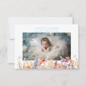 Modern, Wildflower, 2 Photo New Baby Thank You  サンキューカード (正面)