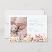 Modern, Wildflower, 2 Photo New Baby Thank You  サンキューカード (裏面)