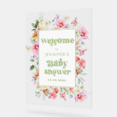 Modern Wildflower Baby shower Welcome アクリルサイン (傾斜)