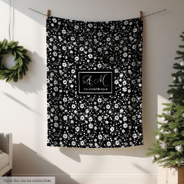 Modern Wildflower Blanket Custom Monochrome Style フリースブランケット