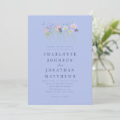 Modern Wildflower Blue Pink Floral Wedding QR Code 招待状 (スタンド正面)