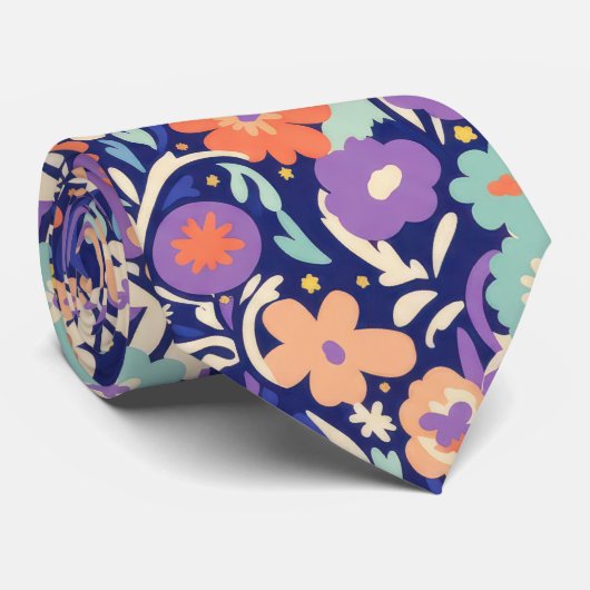 Modern Wildflower – Bold Funky Floral  ネクタイ (ロール)
