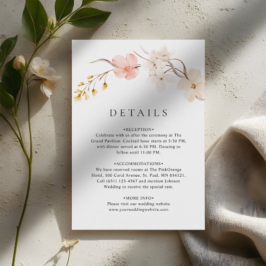 Modern Wildflower Botanical Garden Wedding Details エンクロージャーカード