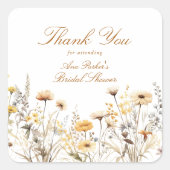 Modern Wildflower Love Is In Bloom Thank You スクエアシール (正面)