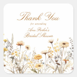 Modern Wildflower Love Is In Bloom Thank You スクエアシール