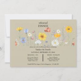 Modern wildflower spring wedding Dinner Invitation 招待状