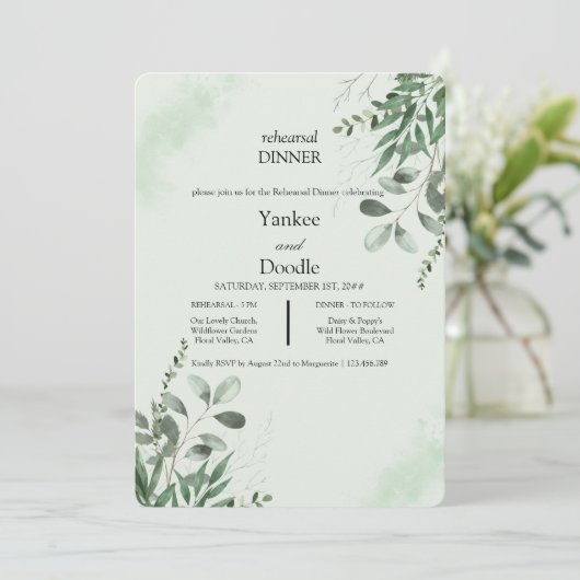 Modern wildflower spring wedding Dinner Invitation 招待状 (スタンド正面)