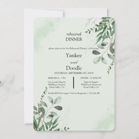 Modern wildflower spring wedding Dinner Invitation 招待状 (正面)