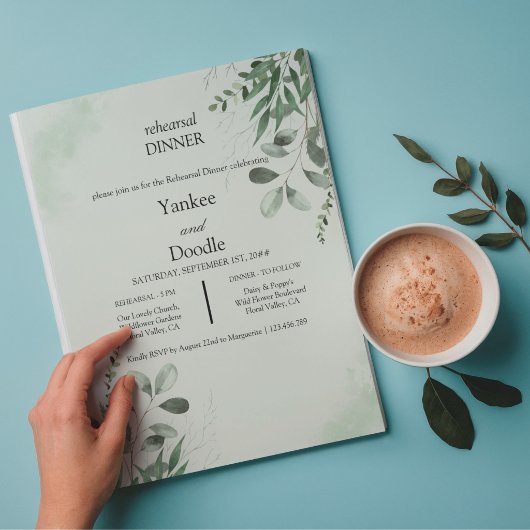 Modern wildflower spring wedding Dinner Invitation 招待状